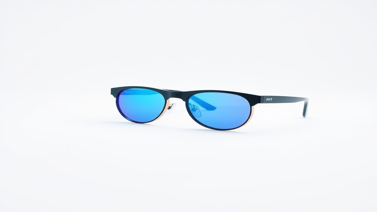 Snap Specs AR Glasses Review: product on white studio backdrop with Material Blue accent lighting, 45-degree product view