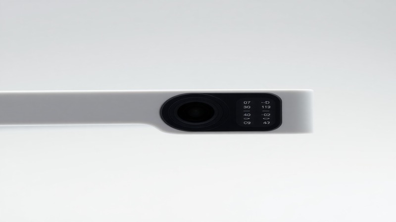 Snap Specs AR Glasses Review optical module: macro detail of waveguide combiner and depth sensor array on light grey background